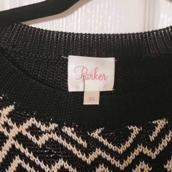 PARKER Women's Black Geometric Pattern Long Sleeve Knitted Sweater Size XSmall - Picture 3 of 15
